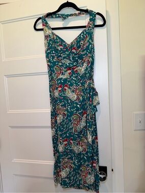 Trashy Diva Teal Floral & Red Print Midi Dress